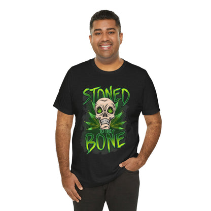 Stoned to the Bone Skull Tee — Cannabis Leaf Graphic T-Shirt