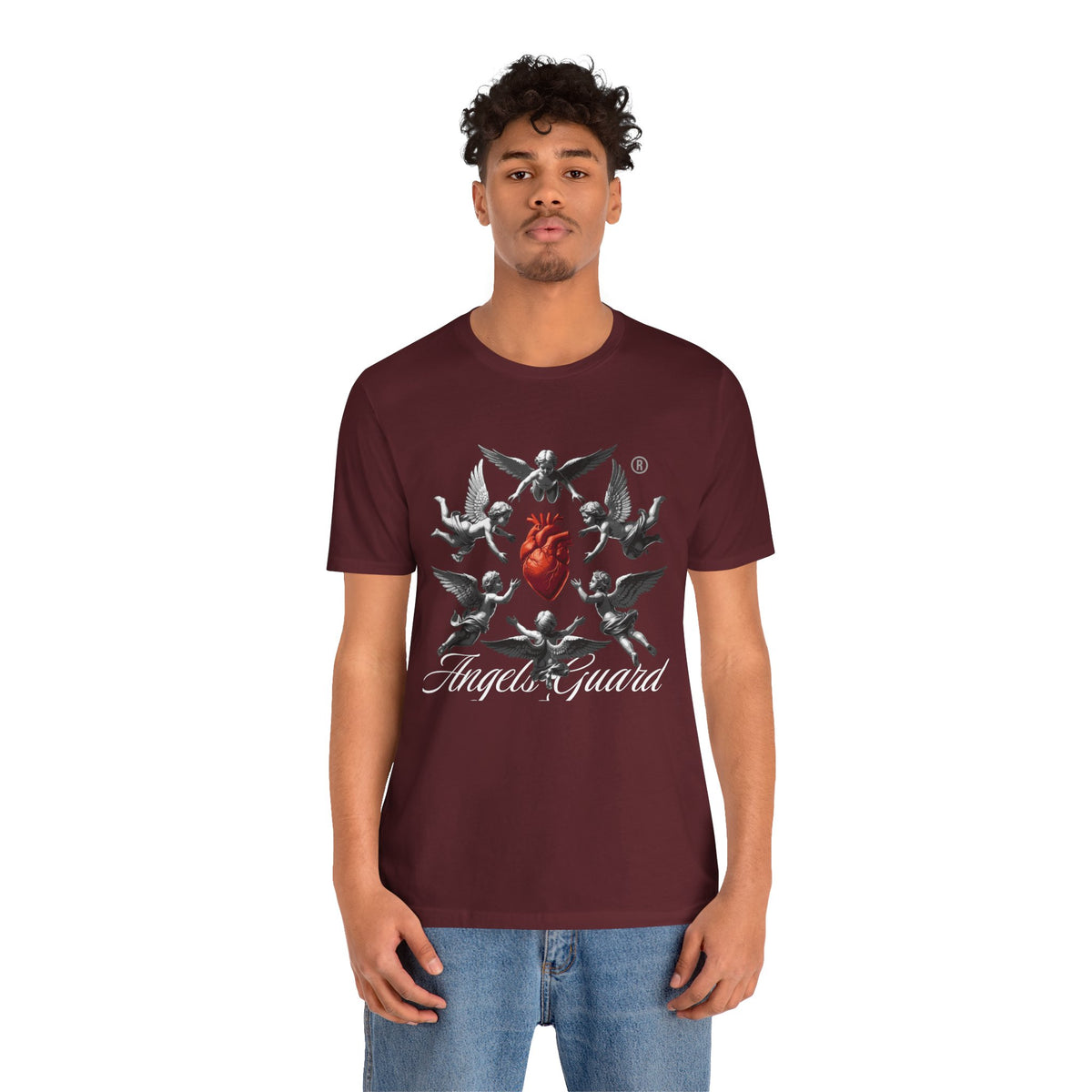 Angel Guard T‑Shirt — Sacred Heart & Cherub Graphic Tee