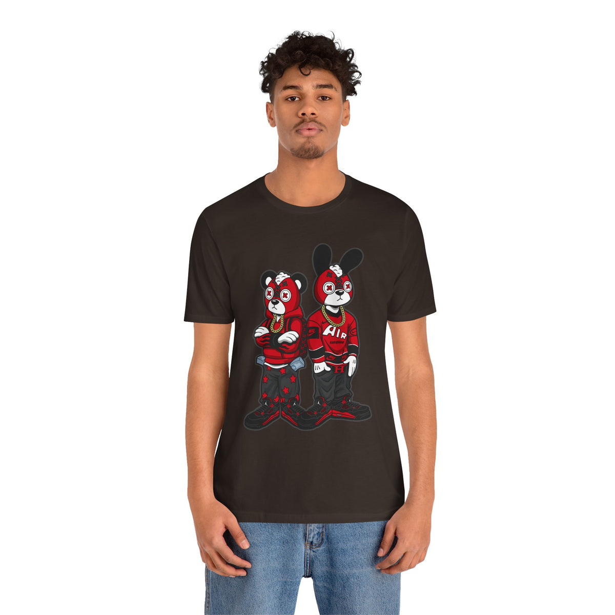 Streetwear Cartoon Bear & Bunny Tee — Hip Hop Graphic T-Shirt
