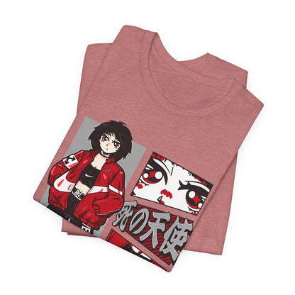Anime Streetwear Tee — Red-Jacket Angel Graphic