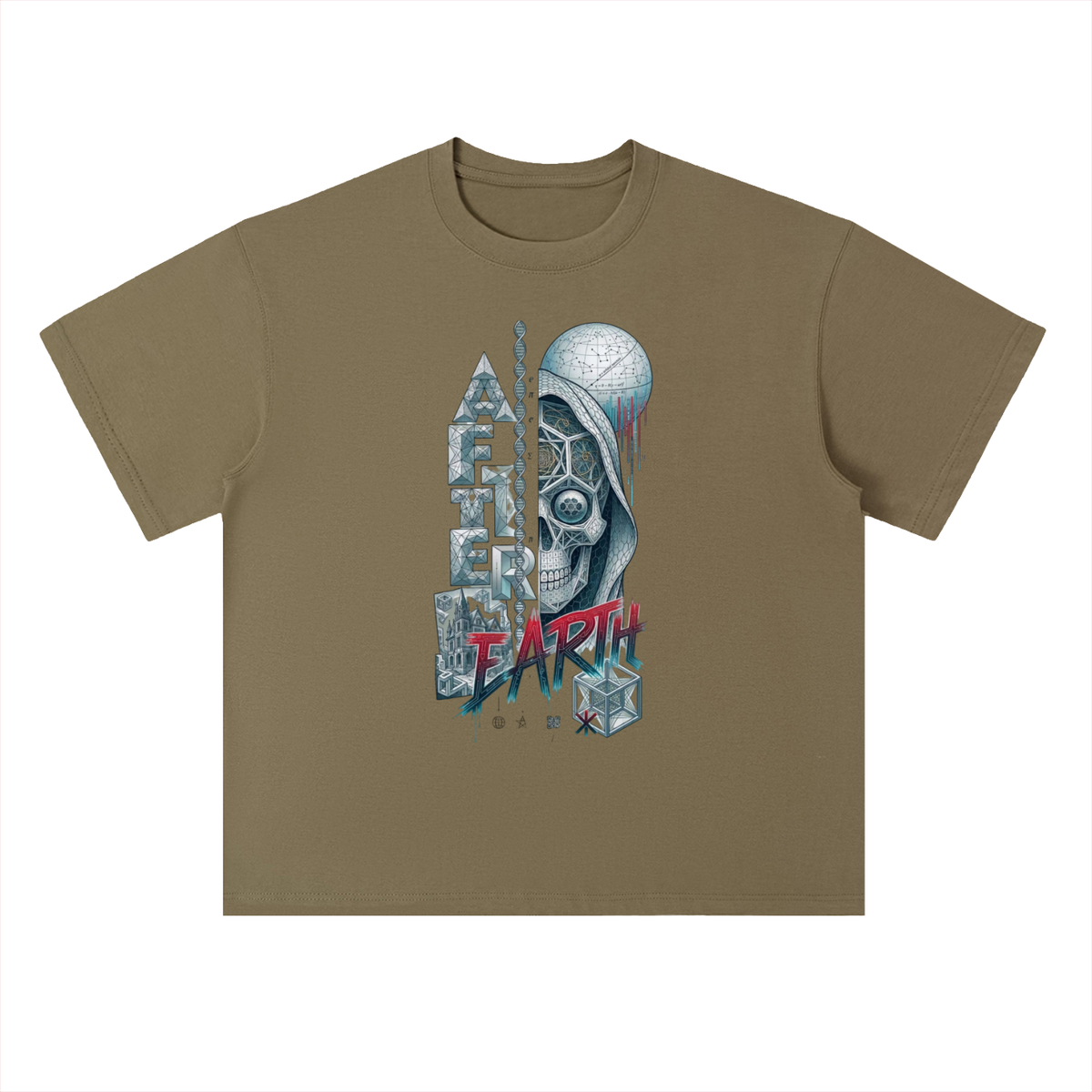 After Earth Futuristic Skull Graphic Drop Shoulder Tee