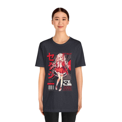 Anime Girl Graphic Tee — "Get Silly!" Red Harajuku Style T-Shirt