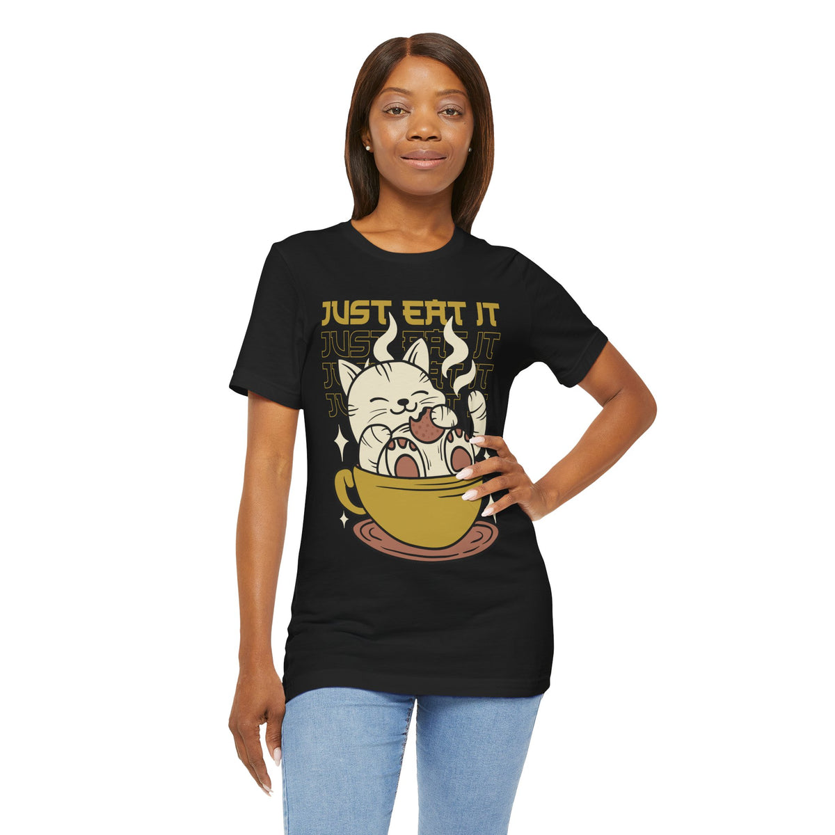 Just Eat It Cat Tee — Cute Kawaii Cat in Tea Cup T-Shirt