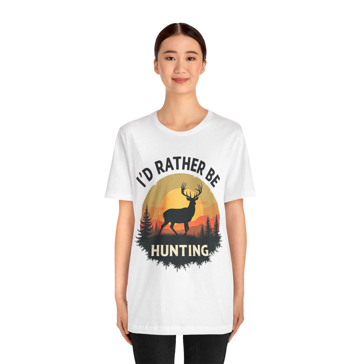 I'd Rather Be Hunting T‑Shirt — Deer Sunset Outdoor Hunting Tee