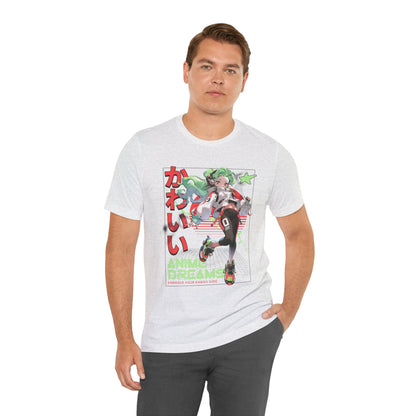 Anime Dreams Kawaii Tee — Neon Retro Anime Girl Graphic T-Shirt