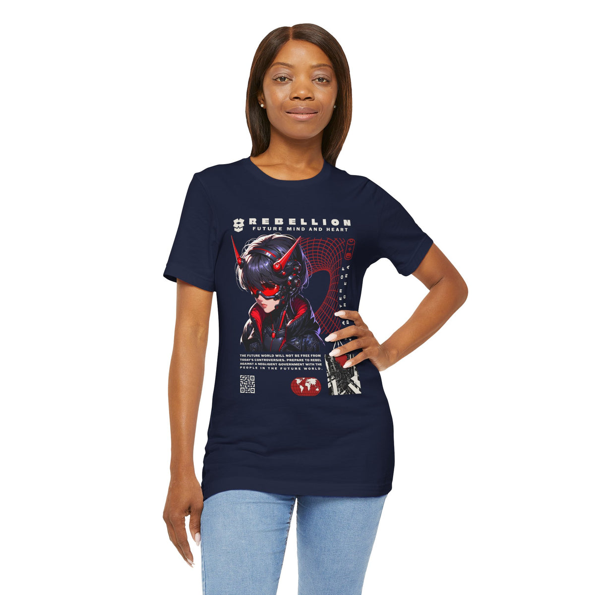 Anime Devil Girl Graphic Tee — "Rebellion" Cyberpunk Streetwear