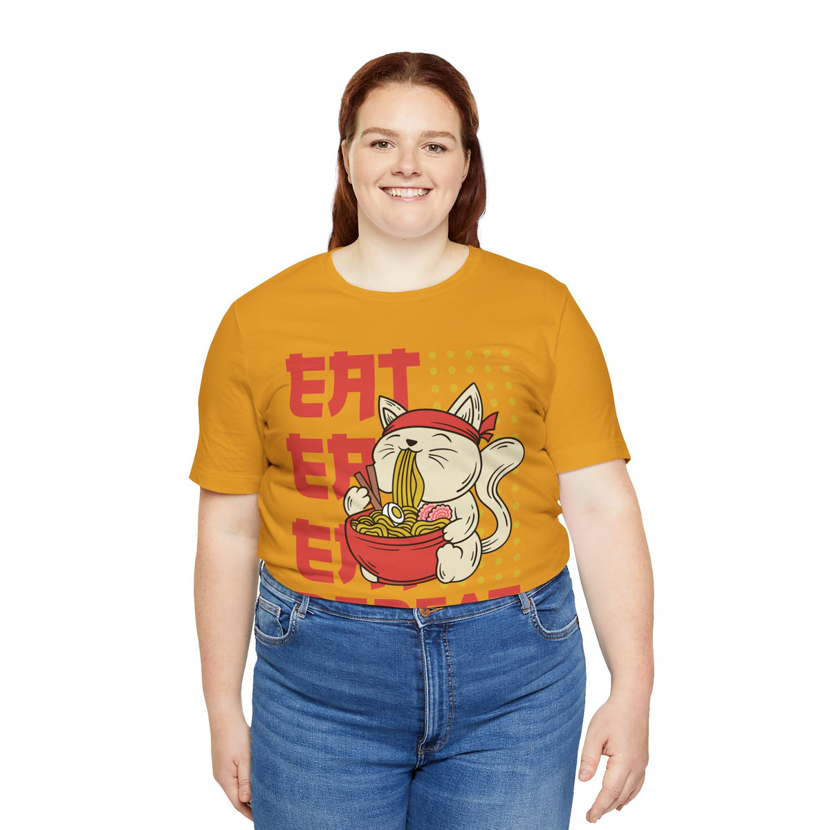 Ramen Cat Tee — "Eat Sleep Repeat" Cute Noodle Lover T-Shirt