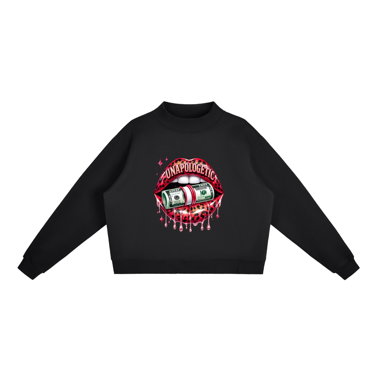 Unapologetic Lips Oversized Mock-Neck Sweatshirt
