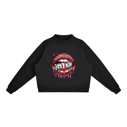 Unapologetic Lips Oversized Mock-Neck Sweatshirt