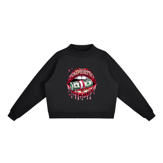 Unapologetic Lips Oversized Mock-Neck Sweatshirt