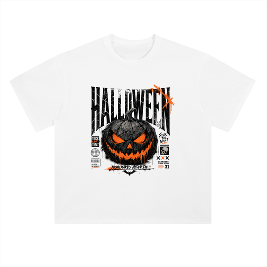 Midnight Jack-O’-Lantern Halloween Graphic Drop Shoulder Tee