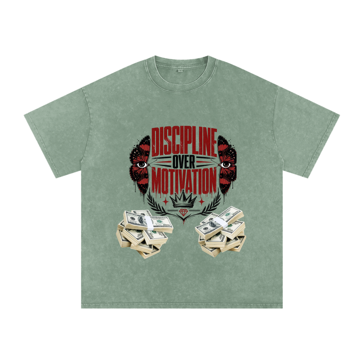 Discipline Over Motivation Snow-Washed Cotton Tee