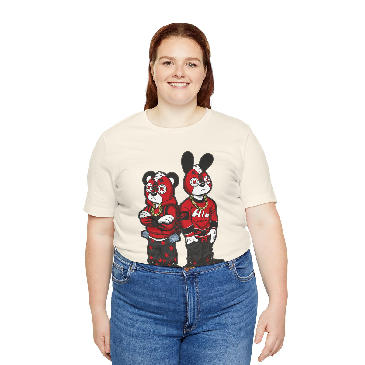 Streetwear Cartoon Bear & Bunny Tee — Hip Hop Graphic T-Shirt