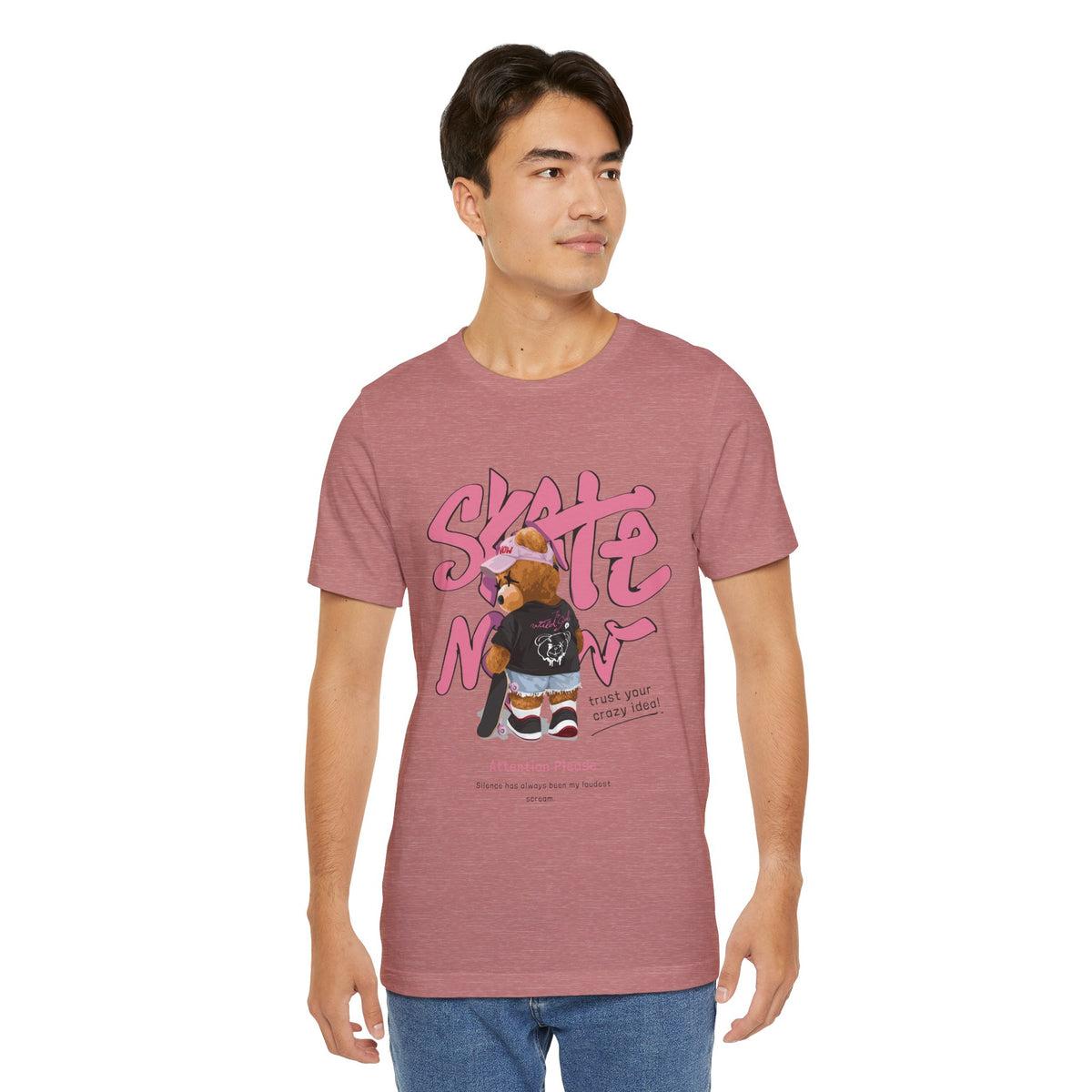 Skate Mom Bear Tee — Cute Pink Skateboard Graphic T-Shirt