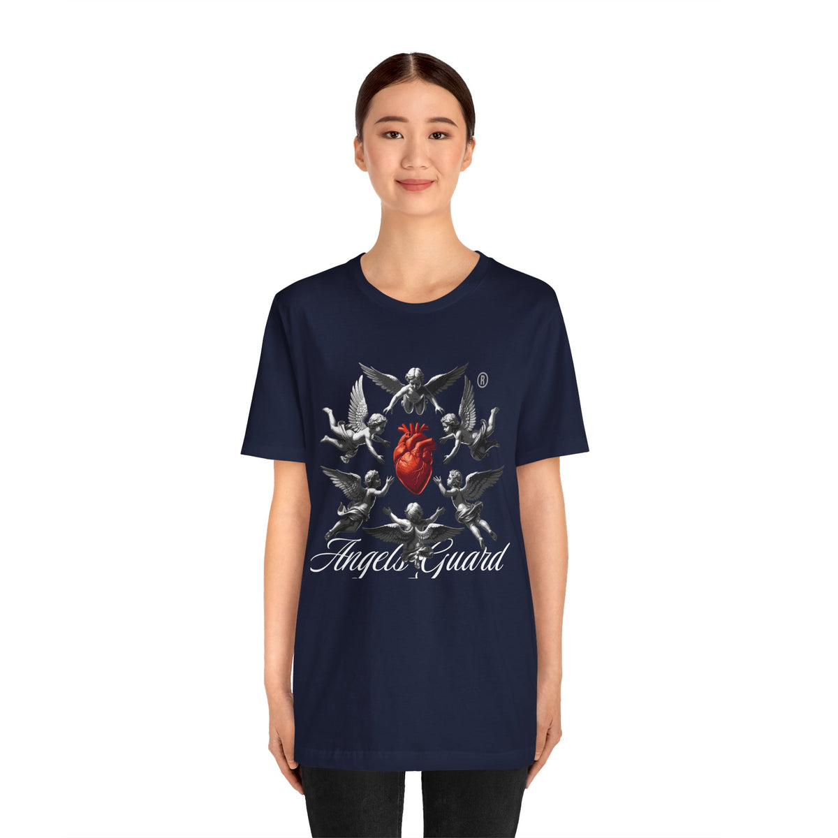 Angel Guard T‑Shirt — Sacred Heart & Cherub Graphic Tee