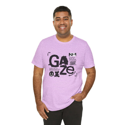 Gaze Typography Graphic Tee — Abstract Monochrome Text Art T-Shirt