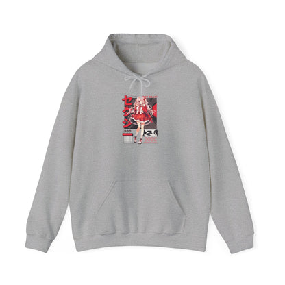 Anime Girl Graphic Hoodie — Red Retro Japanese Manga Design