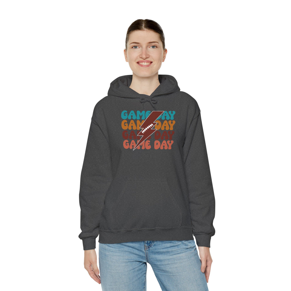 Football Thunderbolt Game Day boxy Graphic Tee