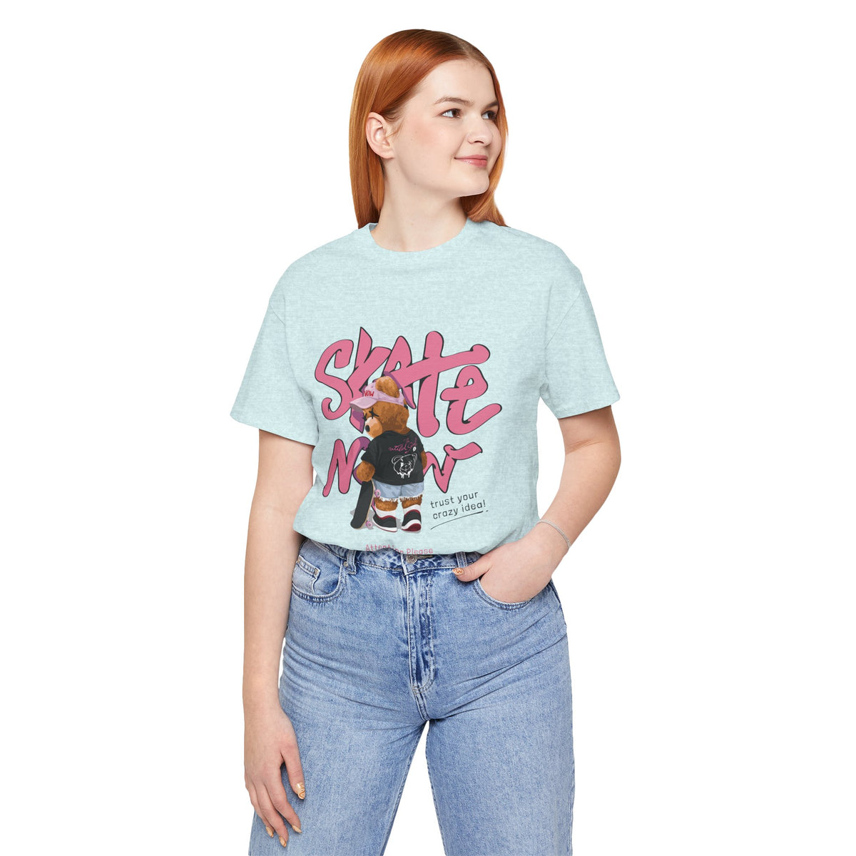 Skate Mom Bear Tee — Cute Pink Skateboard Graphic T-Shirt
