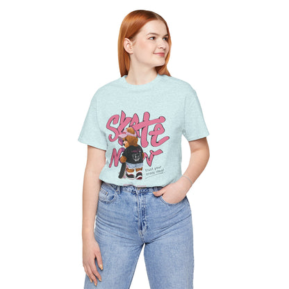 Skate Mom Bear Tee — Cute Pink Skateboard Graphic T-Shirt