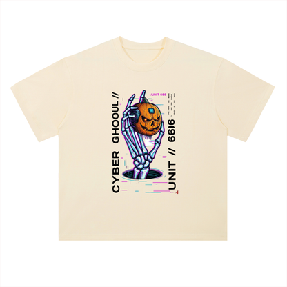 Cyber Punk Unit 666 Pumpkin Graphic Drop Shoulder Tee
