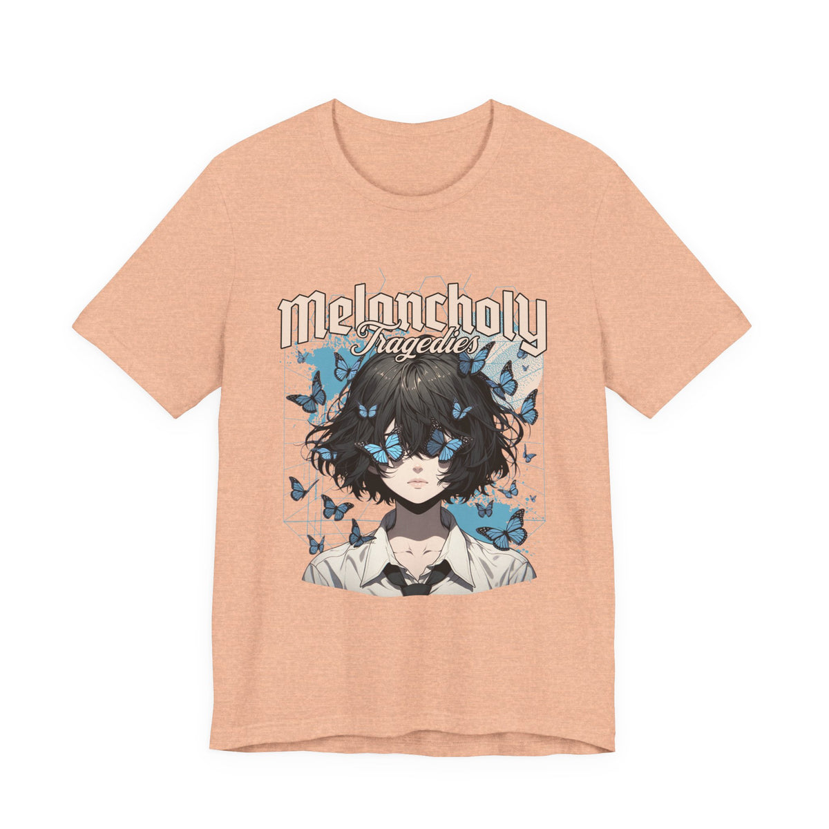 Melancholy Tragedia Anime Tee — Blue Butterflies Graphic T-Shirt