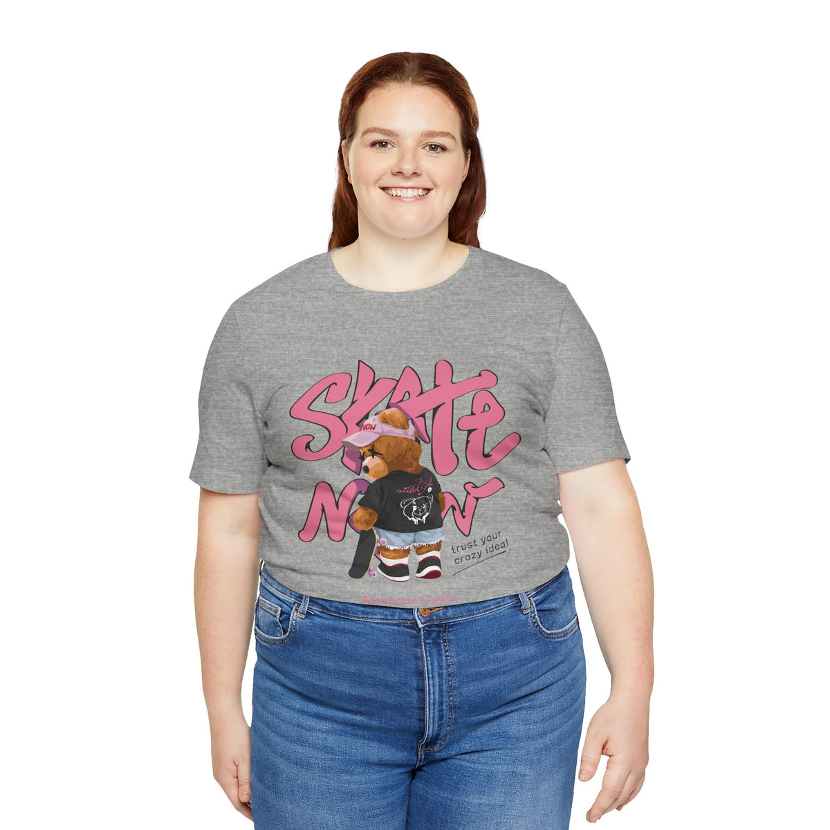 Skate Mom Bear Tee — Cute Pink Skateboard Graphic T-Shirt