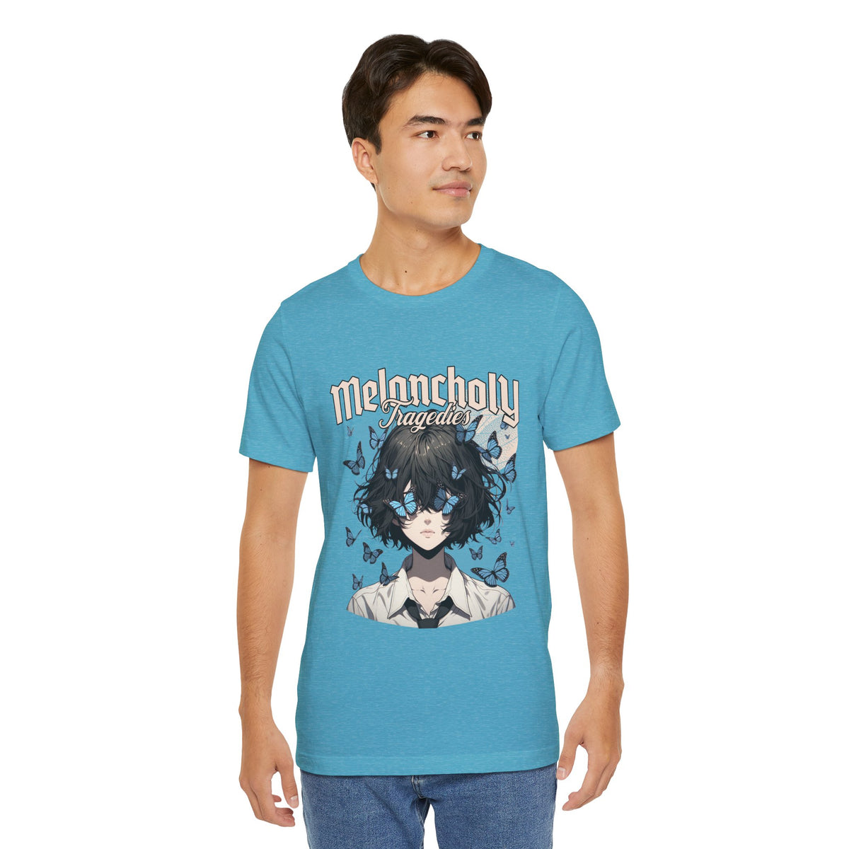 Melancholy Tragedia Anime Tee — Blue Butterflies Graphic T-Shirt