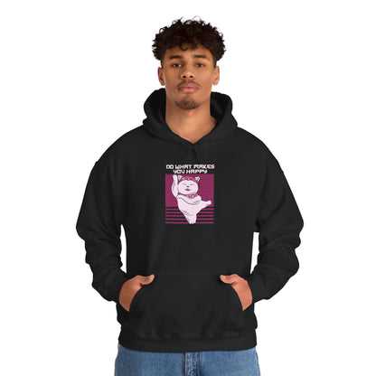 Hoodie — Retro Pink Cat 'Do What Makes You Happy' Graphic Sweatshirt