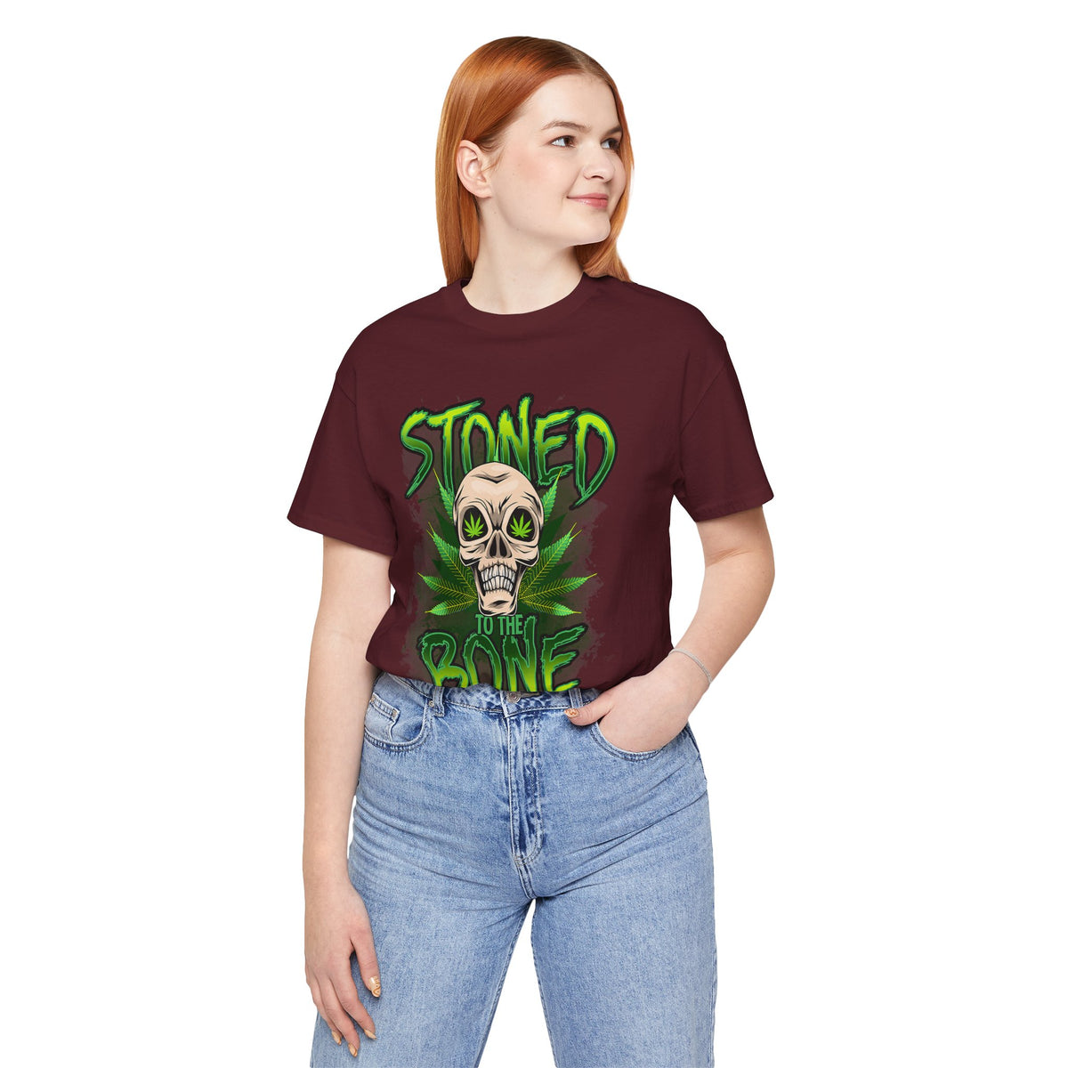 Stoned to the Bone Skull Tee — Cannabis Leaf Graphic T-Shirt
