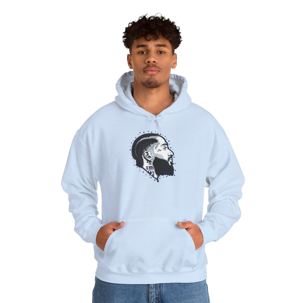 Portrait Graphic NIPSEY – Side Profile Ink Illustration Hooded