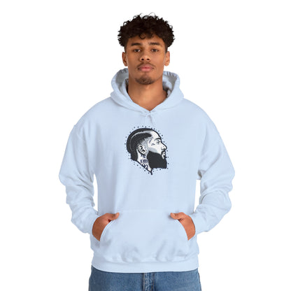 Portrait Graphic NIPSEY – Side Profile Ink Illustration Hooded
