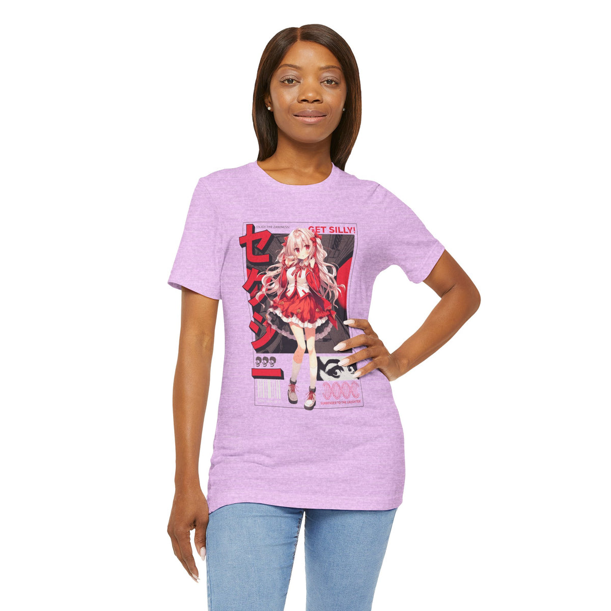 Anime Girl Graphic Tee — "Get Silly!" Red Harajuku Style T-Shirt