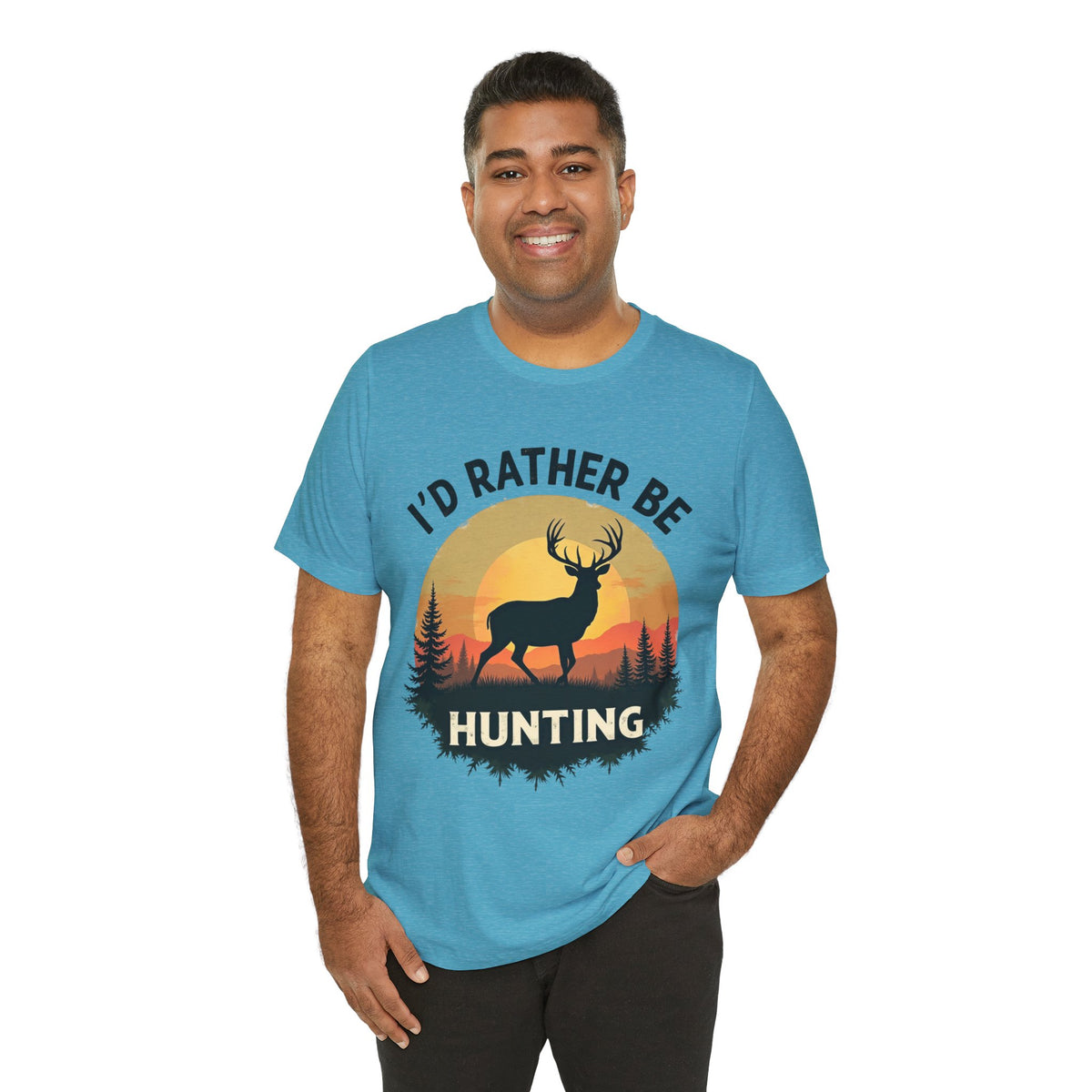 I'd Rather Be Hunting T‑Shirt — Deer Sunset Outdoor Hunting Tee