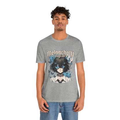 Melancholy Tragedia Anime Tee — Blue Butterflies Graphic T-Shirt
