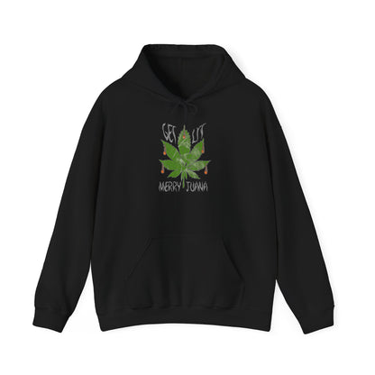 Cannabis Leaf Hoodie - "Get High" Retro Green Graphic Pullover
