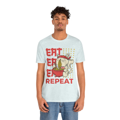 Ramen Cat Tee — "Eat Sleep Repeat" Cute Noodle Lover T-Shirt