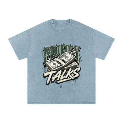 Money Talks Snow-Washed Cotton Graphic Tee