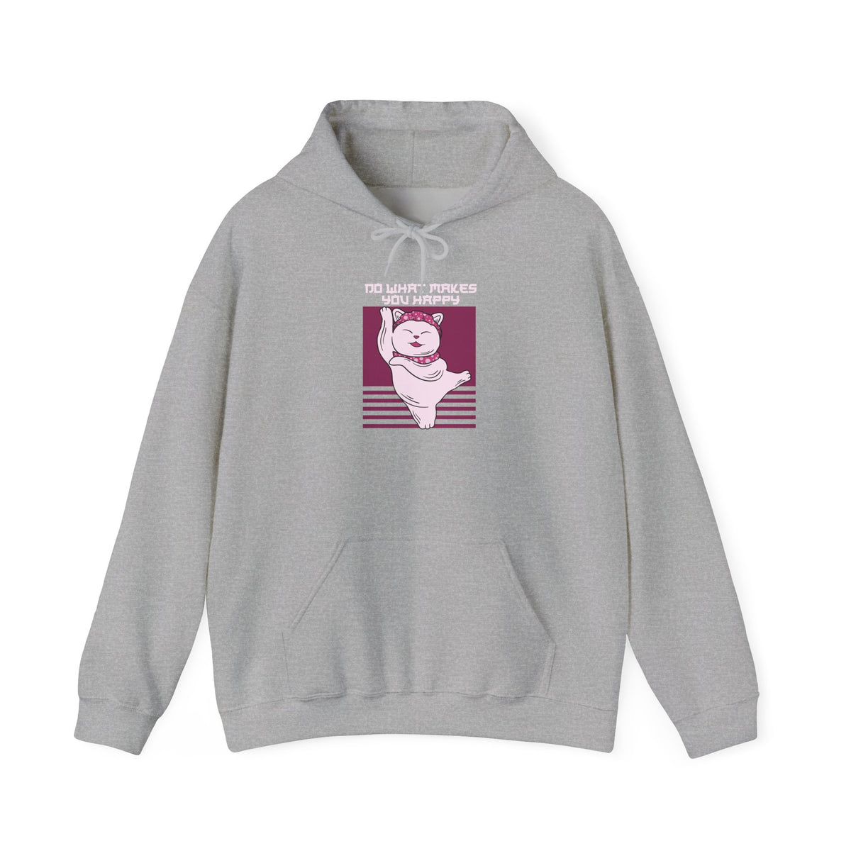 Hoodie — Retro Pink Cat 'Do What Makes You Happy' Graphic Sweatshirt