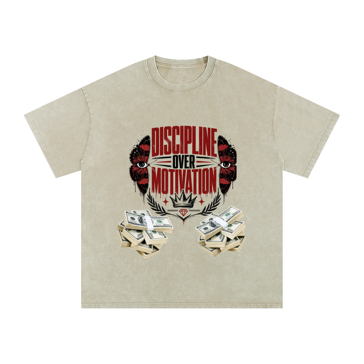 Discipline Over Motivation Snow-Washed Cotton Tee