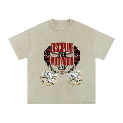 Discipline Over Motivation Snow-Washed Cotton Tee