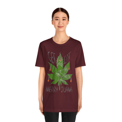 Merry Tijuana Cannabis Leaf Tee — 'Get Lit' Holiday Marijuana T-Shirt