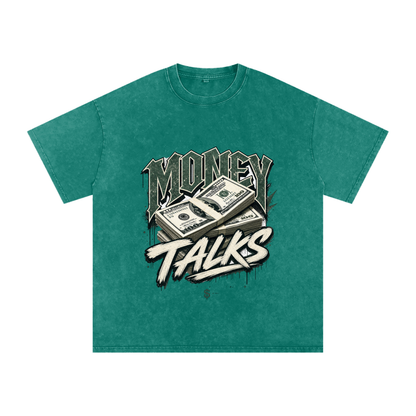Money Talks Snow-Washed Cotton Graphic Tee