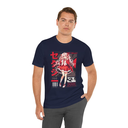 Anime Girl Graphic Tee — "Get Silly!" Red Harajuku Style T-Shirt