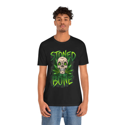 Stoned to the Bone Skull Tee — Cannabis Leaf Graphic T-Shirt