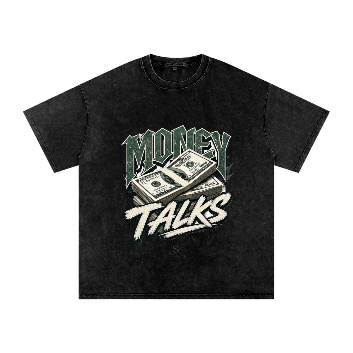 Money Talks Snow-Washed Cotton Graphic Tee
