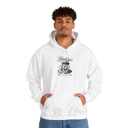 Time Slips Graphic Hoodie — Vintage Pocket Watch Illustration Sweatshirt