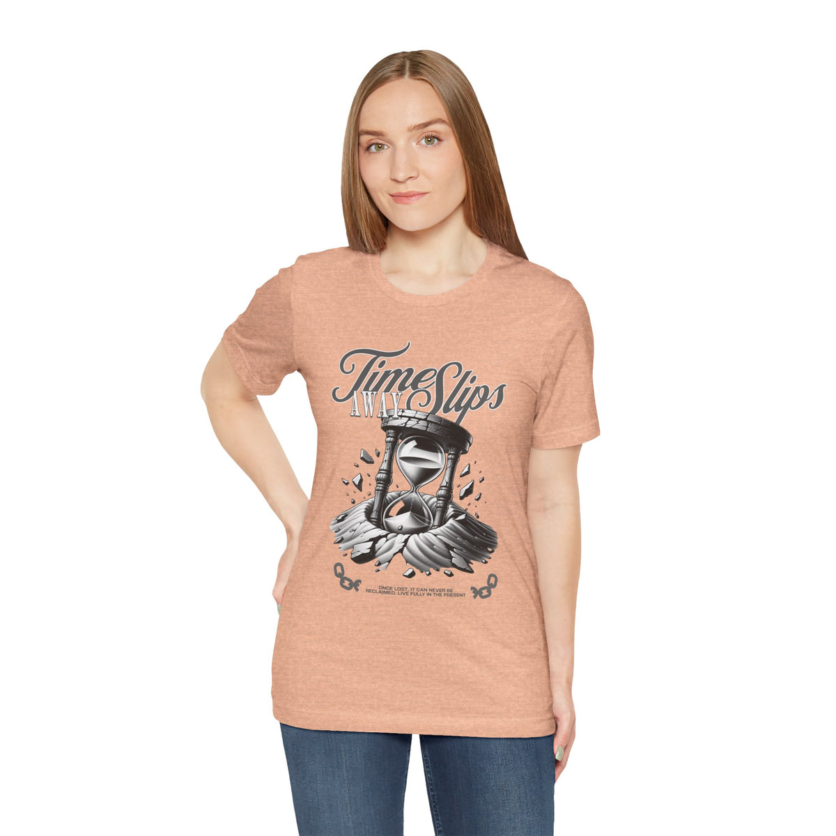 Time Slips Hourglass T‑Shirt — Vintage Black & White Graphic Tee