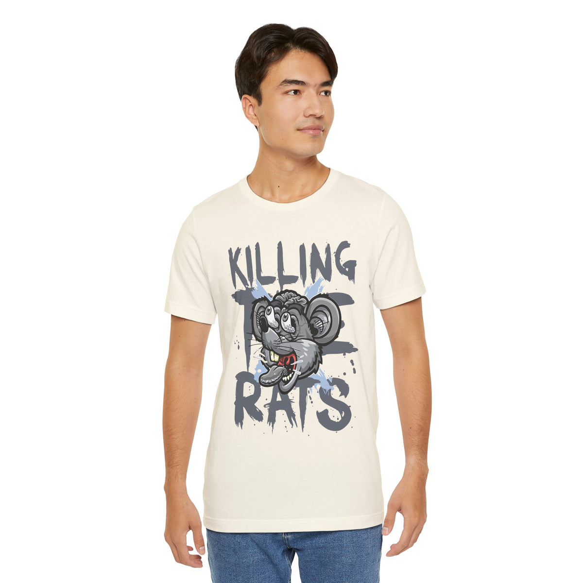Killing Rats Graphic Tee – Edgy Cartoon Rat Skull Streetwear