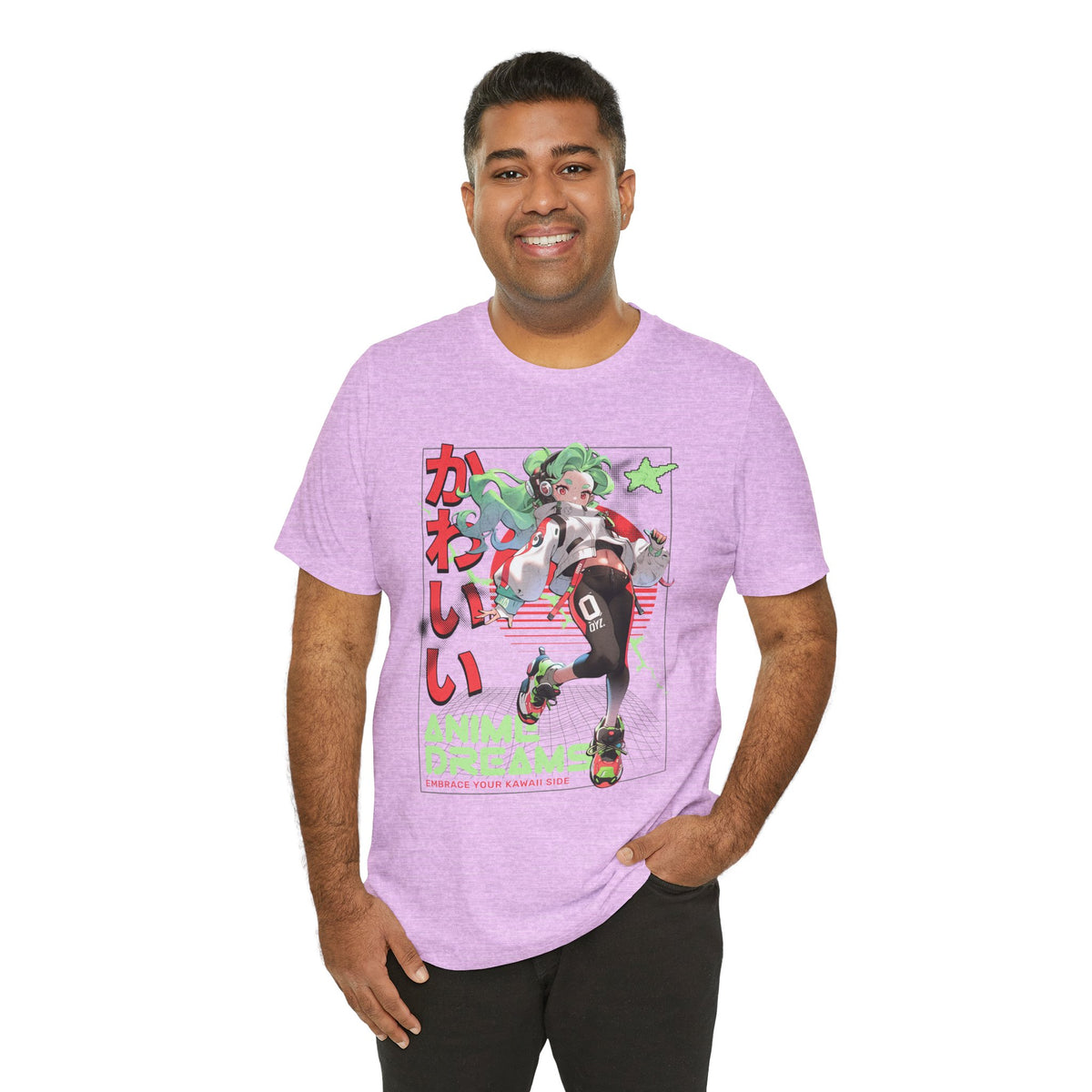 Anime Dreams Kawaii Tee — Neon Retro Anime Girl Graphic T-Shirt